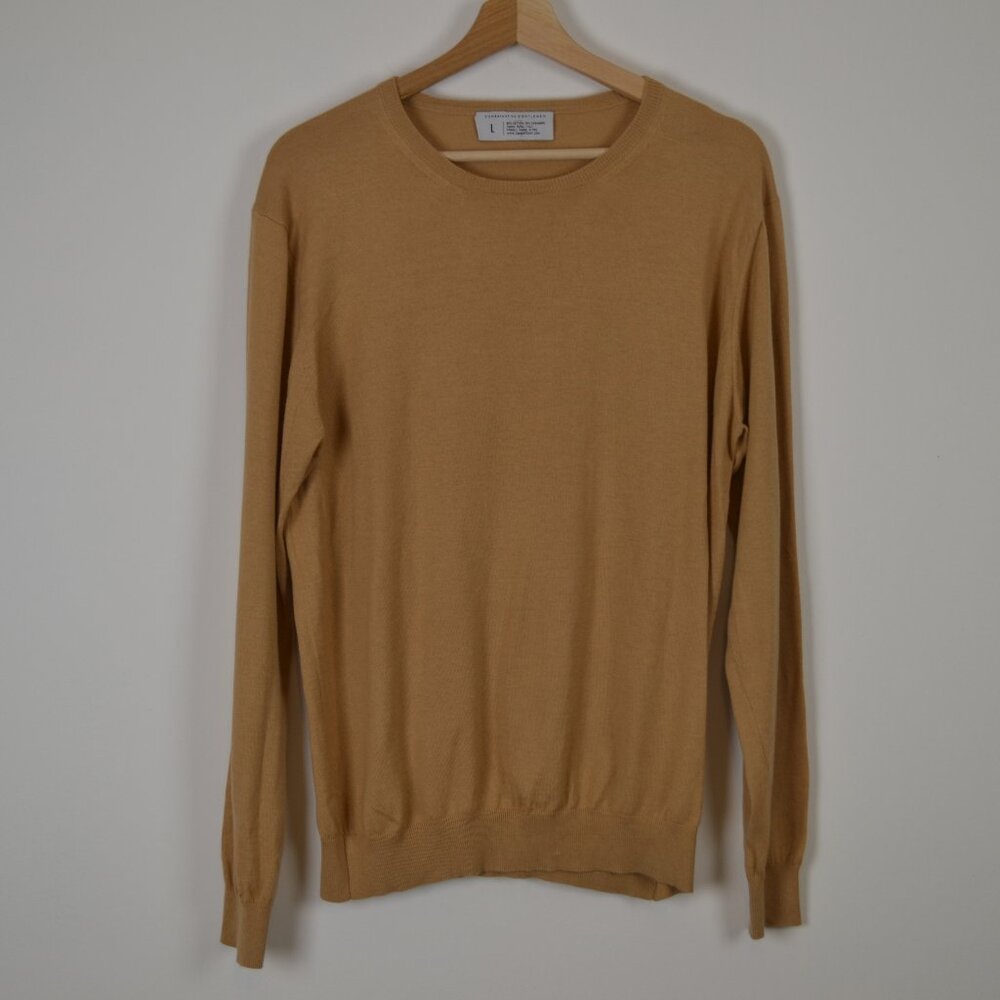 Combatant Gentlemen Mens L Cashmere Cotton Crew Neck Pullover Stretch Sweater